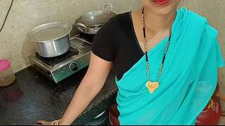 Newly married housewife was talking with spouse and getting fuck with brutha in kitchen in doggy fashion dirty hindi audio