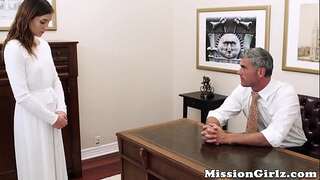 Mormon elder examines virgin labia before fingerfucking her