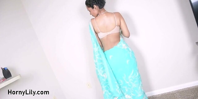 Big Boobs Indian Wife In Sari Dancing On Bollywood Song Stripping Naked On Camera