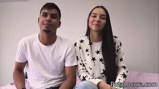 Couples: Valerin and her chocolate nipples. Colombian duo in pornography casting