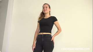 Czech teenager at her first audition