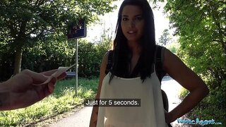 Public Agent Chloe Lamour gets her big bra-stuffers jizzed on for cash