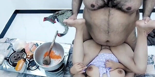 Indian Hot Wife Without Bra Panty Cooking In Kitchen Has Anal Sex With Cuckold Husband