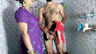 Stepmother caught wiggling jizz-shotgun in bra-panties in shower then got gash tongued - Porn in Clear Hindi voice