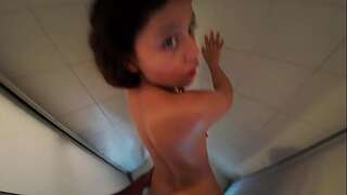 My small naked stepsister invites me to the shower to fuck her