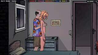 The landlord seduces Jenny and fumbles her breasts and culo