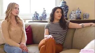 Stepdaughter and stepmom having four-way with nannies