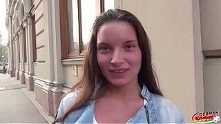GERMAN SCOUT - Tiny blonde Teen Anita B with Fit Body Pick Up for no condom Casting Anal Fuck