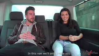 Chubby arogant whore coaxed to come with horny strangers in camper