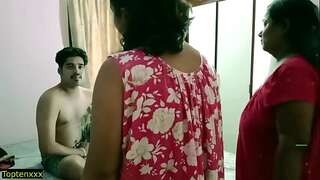 Desi bhabhi and her sis caught devar masturbate! Indian sex