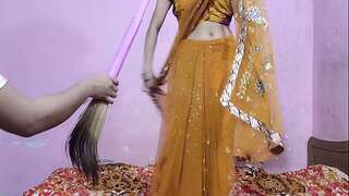 Desi Bhabhi got fucked by step-brother while cleaning the house