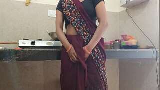 Indian Desi village bhabhi porking in kitchen clear Hindi audio