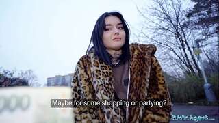 Public Agent French honey Crystal Cherry outdoor blowjob and big dick point of view