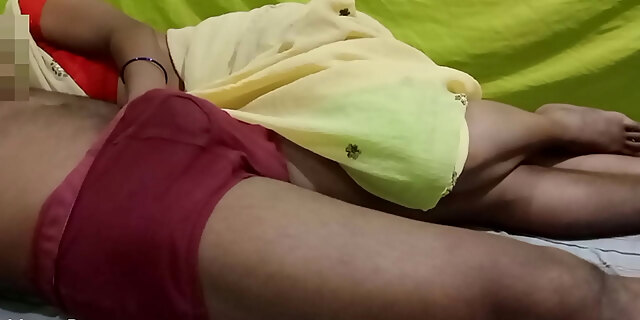 In the middle of the night, Meera Bhabhi woke up her sleeping husband and started getting his ass killed.