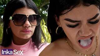 Young Colombian chick doesn't like semen and ends up swallowing it with disgust