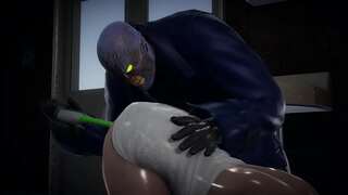 Jill Valentine squirts when Nemezis puts a hitachi up her backside - Resident Evil Porn