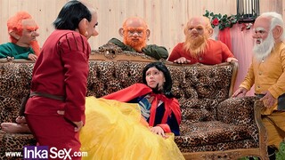 Snow White gets lost in the forest and gets torn up by the 7 dwarfs.