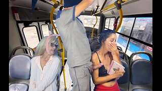 Worker takes out his dick and paws women on the bus in public!