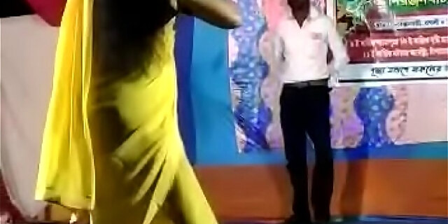 Puja in seducing mind-blowing dance in village stage performance.