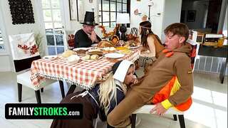 StepSibling Prank War Leads To Thanksgiving Dinner Orgy With Hot StepSis & StepMom
