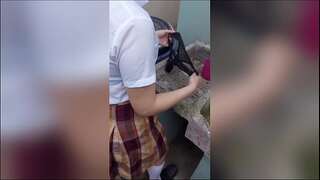 Teen student washing her undies is surprised by her step-father when no one else is home, real homemade.