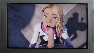In Spider's Web  - Spider Gwen fucks guy that is stagging on her masturbate
