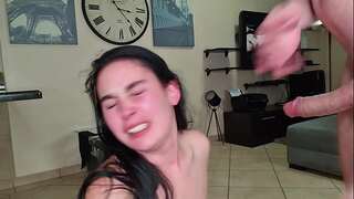 Spit on her, spank her, face fuck her. She needs to be humiliated | Cum in mouth