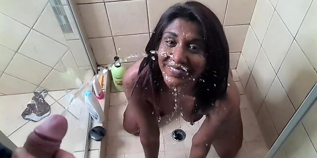 Desi slut slow maneuverability shower piss facial
