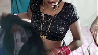 Indian hard-core Desi movie ebony saree half-shirt petticoat and g-string