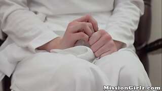 Good looking Mormon babe gives her virginity to older pastor
