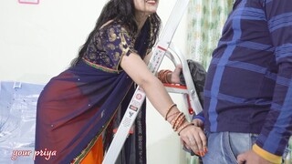 Lovely saree bhabhi gets naughty with her devar for rough and stiff anal hookup after ice rubdown on back
