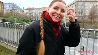 Cum inwards a girl with a European braided hairstyle