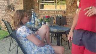 Mutual masturbation Caught my friends wife finger-tickling herself on the patio so i joined her