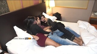 My Girlfriend brings her mate to get screwed together - hunter Asia