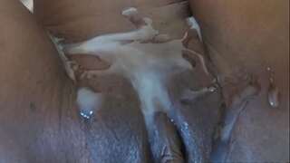 Young black teenie huge cumshot