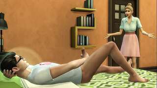 Stepmom fucks nerdy stepson after catching him masturbating in his apartment