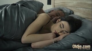 Old and Young Horny young girl tempts grandpa and gets his man rod inside her