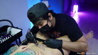 Indian Bhabhi huge Squirting while getting Tattoo