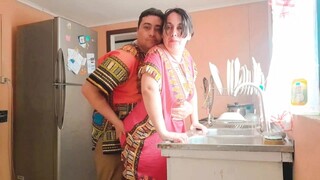 Stepson fucked his indian stepmom while she was cooking in the middle of the day