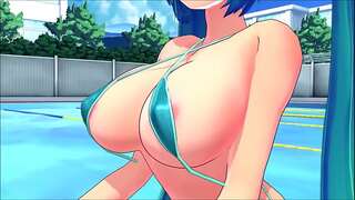 Hatsune Miku having joy at the pool