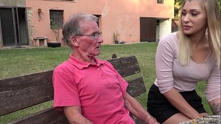 Blonde hot booty anal banged by nasty grandpa