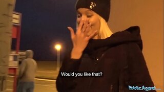 Public Agent Hot platinum-blonde pokes him for his currency suggest