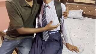 Desi College Girlfriend Hardcore Fuck With Her Boyfriend ( Hindi Audio)