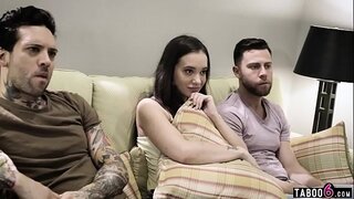 Stepsister leads on her crazy stebrothers to DP her