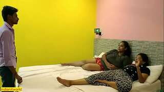 Two glorious chick toying with youthfull boy total night!! Threesome sex