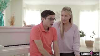 Busty MILF piano schoolteacher Bunny Madison gave incentive to her young college girl