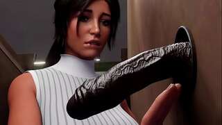 Croft Adventures 03 By PIXDES Games - BBC Glory Hole Busty Slut BBC Blowjob| Lara Gets Some Black Cock