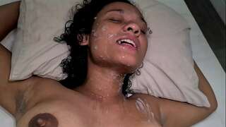 Brazilian nymph milf on amateur gang-bang with pals ends up all coverd with cum