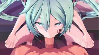The well-liked idol Hatsune Miku enjoys to suck penises! MMD - By Nubilia