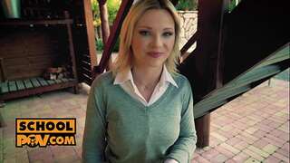 POV - Cute teen Zazie Skymm enjoying assfucking for the first time